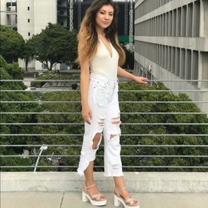 CARMAR distressed white boyfriend jeans size 25